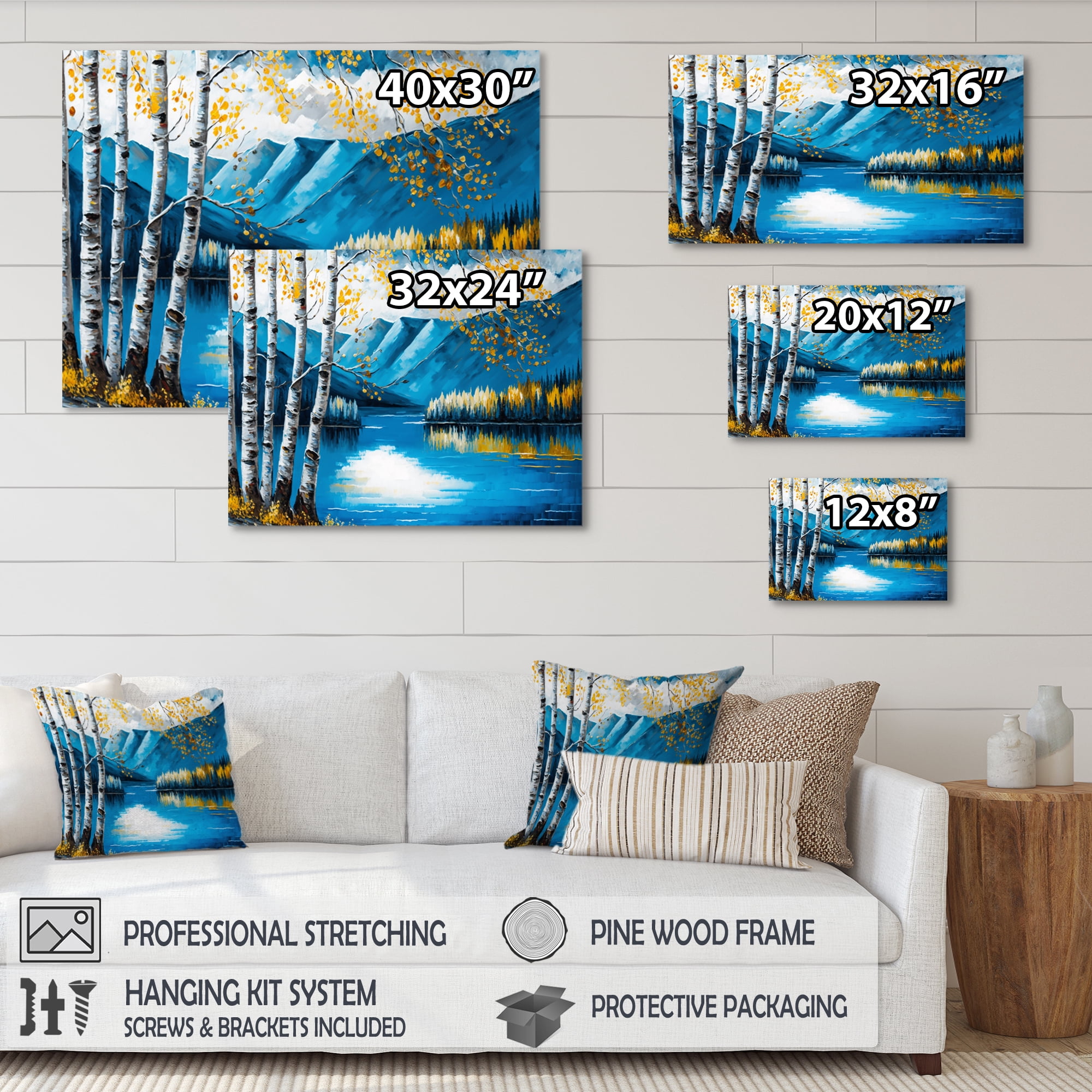 Designart Lake View In The Fall Canvas Wall Art