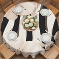 thumbnail image 3 of Round Tablecloth Abstract Vintage Waterproof Oil Proof Polyester Table Cloth Cover Decor for Home Dining Outdoor,Patio,Parties, 60" Dia. Zebra Texture Pattern Flowers Black White, 3 of 9
