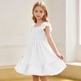 thumbnail image 4 of ZOYOEN Girls Swing Dress- Cute Ruffle Short Sleeve Summer Square Neck Kids Casual Dress White Size 5, 4 of 8