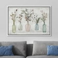 thumbnail image 3 of PixonSign Framed Canvas Print Wall Art Wood Panel Flowers In Glass Vases Nature Wilderness Illustrations Modern Art Botanical Floral Farmhouse/Country Relax/Calm/Cozy for Bedroom - 16"x24" White, 3 of 5