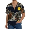 thumbnail image 3 of KLL Christmas Landscape Print Men's Shirt Short Sleeve Button Down Summer Cuba Beach Shirts- X-Large, 3 of 7