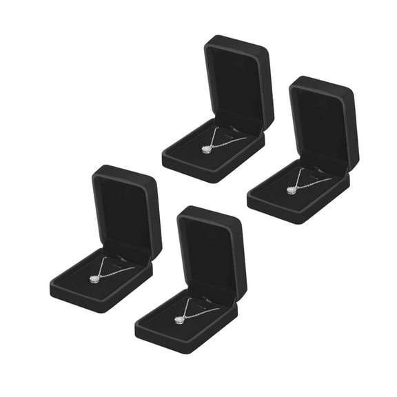 4 Pieces Classic Velvet Necklace Pendant Box for Jewelry Gift, Small Jewellry Storage Display Case for Wedding Engagement Birthday Anniversary