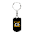 thumbnail image 1 of Bitcoin Kiss My Class Goodbye Crypto Stainless Steel or 18k Gold Premium Swivel Dog Tag Keychain, 1 of 8