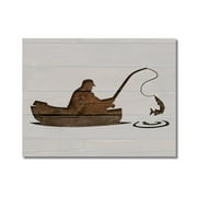 Man Fishing in Boat Stencil Template Reusable 8.5 x 11 for Painting on Walls, Wood, Etc. By Stencilville