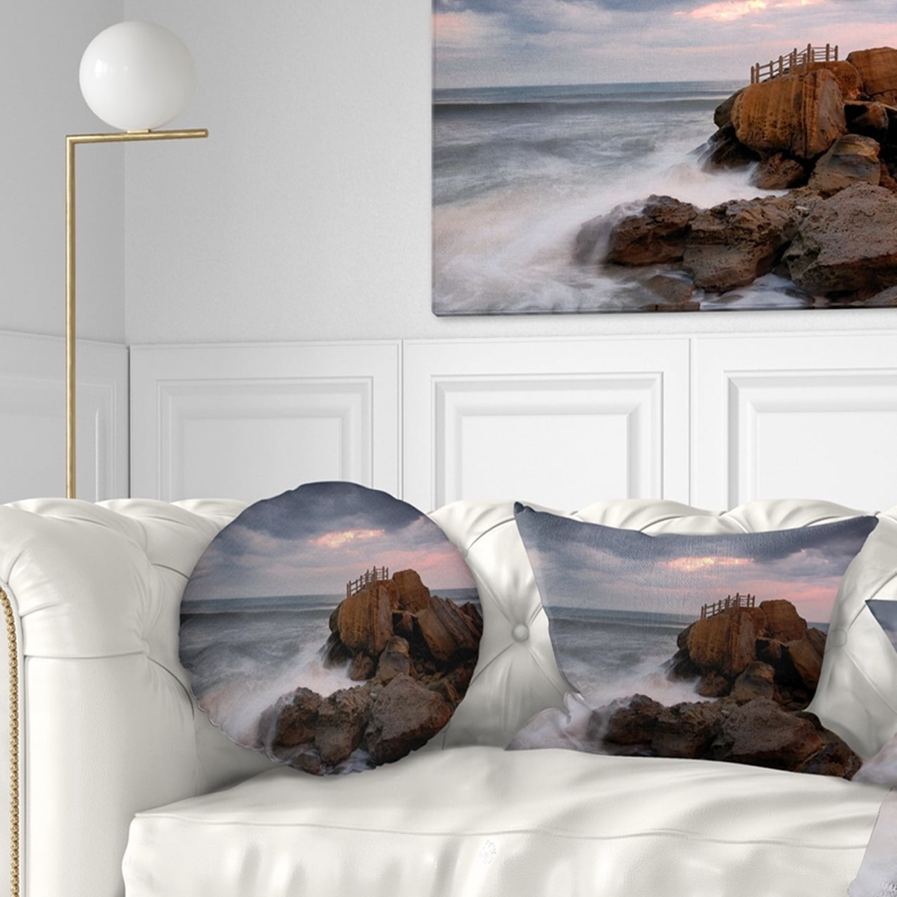 Designart CU10678-16-16-C The Fantasy Island with Large Rocks Seashore Round Cushion Cover for Living Room Sofa Throw Pillow 16