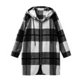 thumbnail image 6 of felwors Women's Long Plaid Jacket Lightweight Fall Zip Up Hoodie, Hooded Cardigan Long Sleeve Color Block Trendy Coat Comfy Outerwear (Black, L), 6 of 9