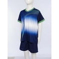 thumbnail image 4 of iefiel Kids 2pcs Sports Suit Quick Dry Printed Contrast Color Shirts Shorts Set For Football Basketball A Navy Blue 26, 4 of 7