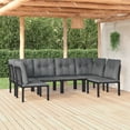 thumbnail image 1 of vidaXL 6 Piece Garden Lounge Set Black and Grey Poly Rattan, 1 of 5