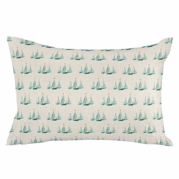 Nautical Sailboats Throw Pillow Cover 20 x 36 Inch Decorative Pillow Cover Sage Green Minimalist Beige Coastal Lumbar Pillowcase Seasonal Rectangle Cushion Case for Couch Sofa Bed Living Room