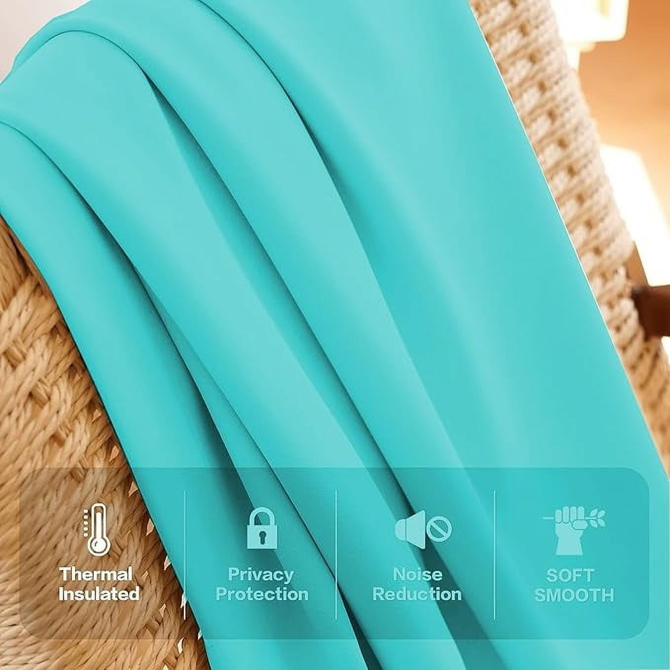 Homi Drapes Triple Pinch Pleated Blackout Curtains Thermal Insulated Room Darkening Drapes for Bedroom/Livingroom Along with 2 Panels,Tiebacks,Hooks (Aquamarine Blue, 40"x120")