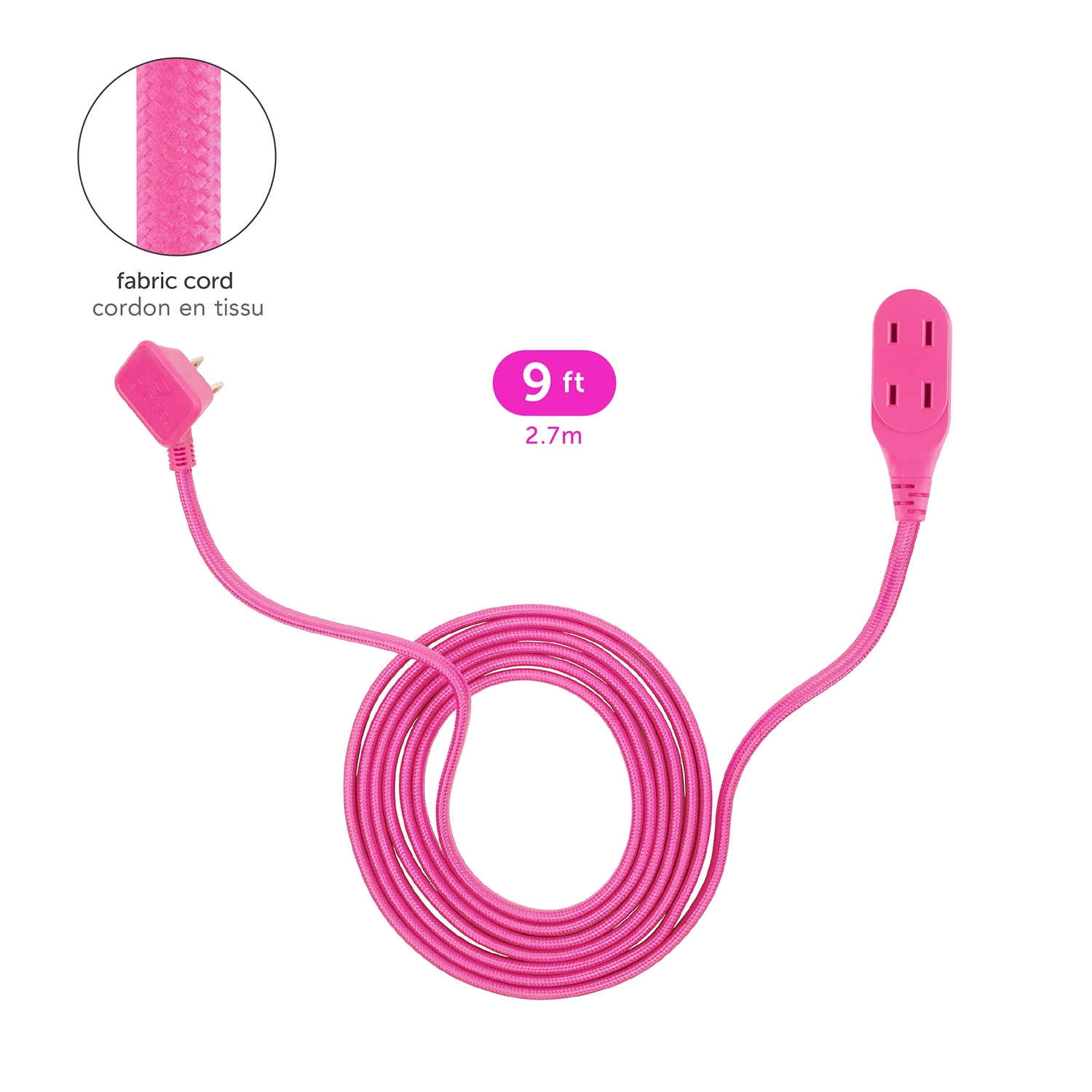Globe Electric 9-ft Neon Pink Fabric Extension Cord