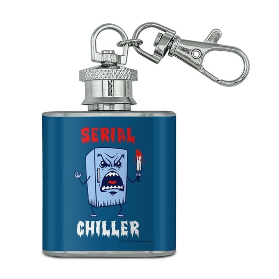 Serial Chiller Fridge Killer Funny Humor Stainless Steel 1oz Mini Flask Key Chain