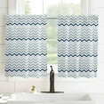 thumbnail image 3 of Navy Blue Ombre Striped Kitchen Curtains 63 Inches Long, Abstract Blue Wave Stripes Rod Pocket Window Curtains Panels for Bedroom/Bathroom/Nursery, Light Filtering Treatment Curtains Drapes 52"x63", 3 of 5