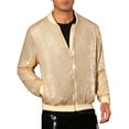 thumbnail image 4 of INSPIRE CHIC Sequin Varsity Jacket for Men's 70s Disco Zipper Party Glitter Shiny Bomber Jackets XL Golden, 4 of 4