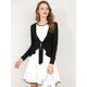 thumbnail image 3 of Cardigan Dobladillo Rizado RebeDe Punto Frente De CorbaPaMujeres Negro 3XL, 3 of 6
