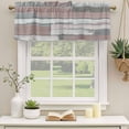 thumbnail image 2 of Brown Wooden Curtain Valances for Windows, Kitchen Valance Window Treatments Panel 2 Pack, Retro Country Mottled Vertical Stripes Rod Pocket Short Curtains for Bathroom Bedroom 42 x 18 Inch, 2 of 8