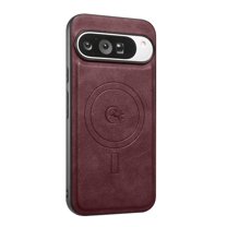 Allytechgroup PU Leather Case for Google Pixel 8 Pro, Compatible with MagSafe Magnetic Wireless Charging PU Back Cover with Soft TPU Frame, Shockproof Protection, Car Mount Ready, Winered