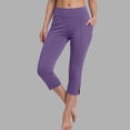 thumbnail image 7 of Oplxuo Women's Capri Pants Dress Yoga Work Capri Slacks Stretch Office Casual Pant High Waisted Slit Hem Pant with Pocket, 7 of 7