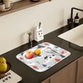 thumbnail image 5 of Yayeee Dish Drying Mat for Kitchen Counter 16" x 18" Microfiber Super Absorbent Coffee Decorative Pad, Cartoon Blue Houses, 5 of 9