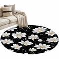 thumbnail image 2 of White Daisy Floral Round Area Rug 4 FT, Non Slip Indoor Outdoor Rug, Spring Summer Flowers Black Washable Soft Circular Carpet Non-Shedding Floor Mat for Coffee Table Nursery Foyer Balcony, 2 of 7