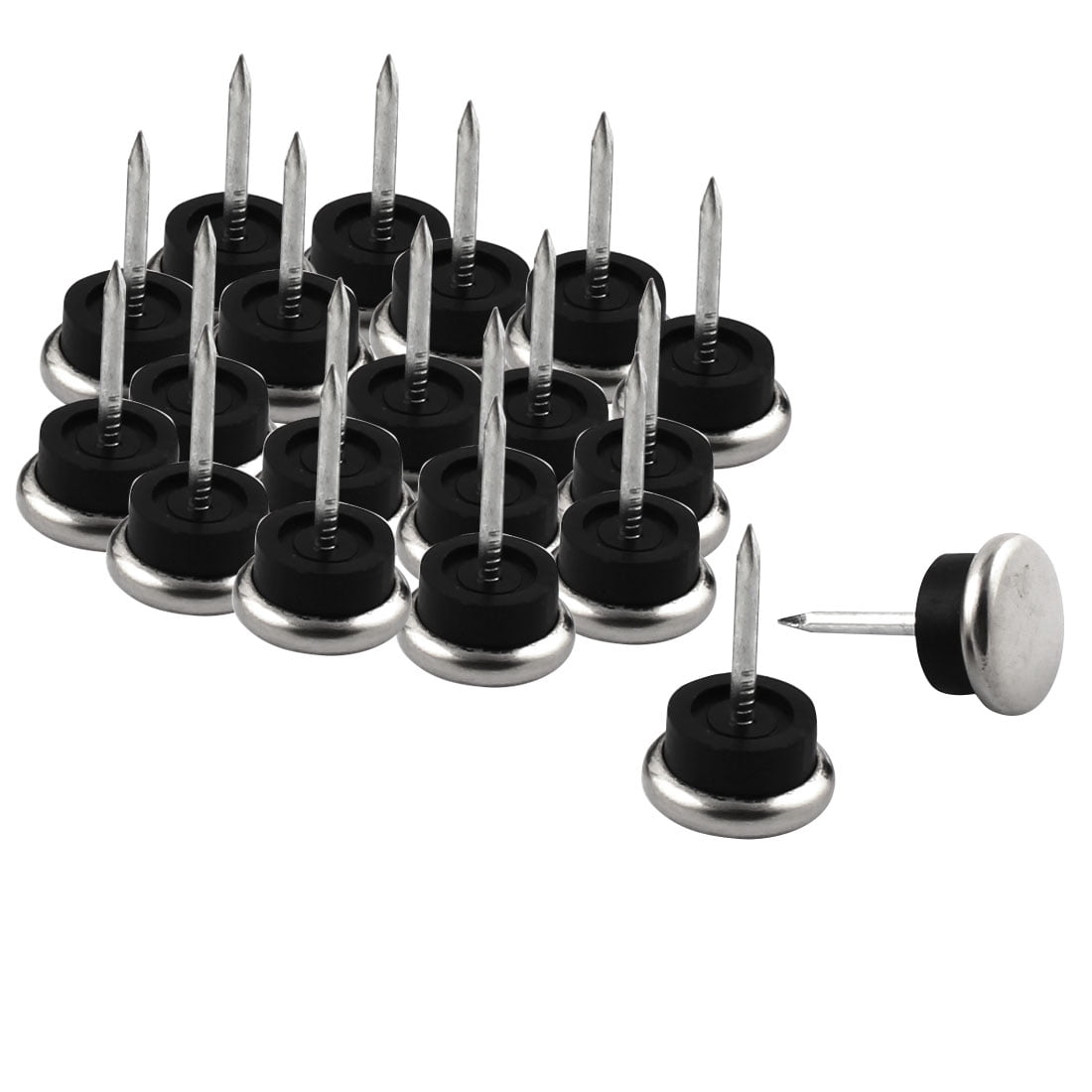 24 Pcs Nail-in Chair Leg Floor Protectors – Heavy Duty Furniture Upholstery Pins With Plastic Pads For Wooden Furniture