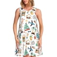 thumbnail image 1 of Balery Travel1 Vestidos de verano para mujer con estampado: vestido holgado sin mangas, vestido playero informal y cómodo para días calurosos., 1 of 7