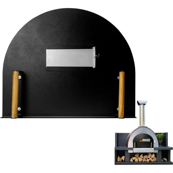 LZQP Stainless Steel 304 Heavy-Duty Oven Door (25' W x 20' H) with Wooden Handle for Indoor & Outdoor Pizza Oven Kit