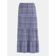 thumbnail image 5 of No Boundaries Woven Plaid Tiered Maxi Skirt, Women's, 5 of 5
