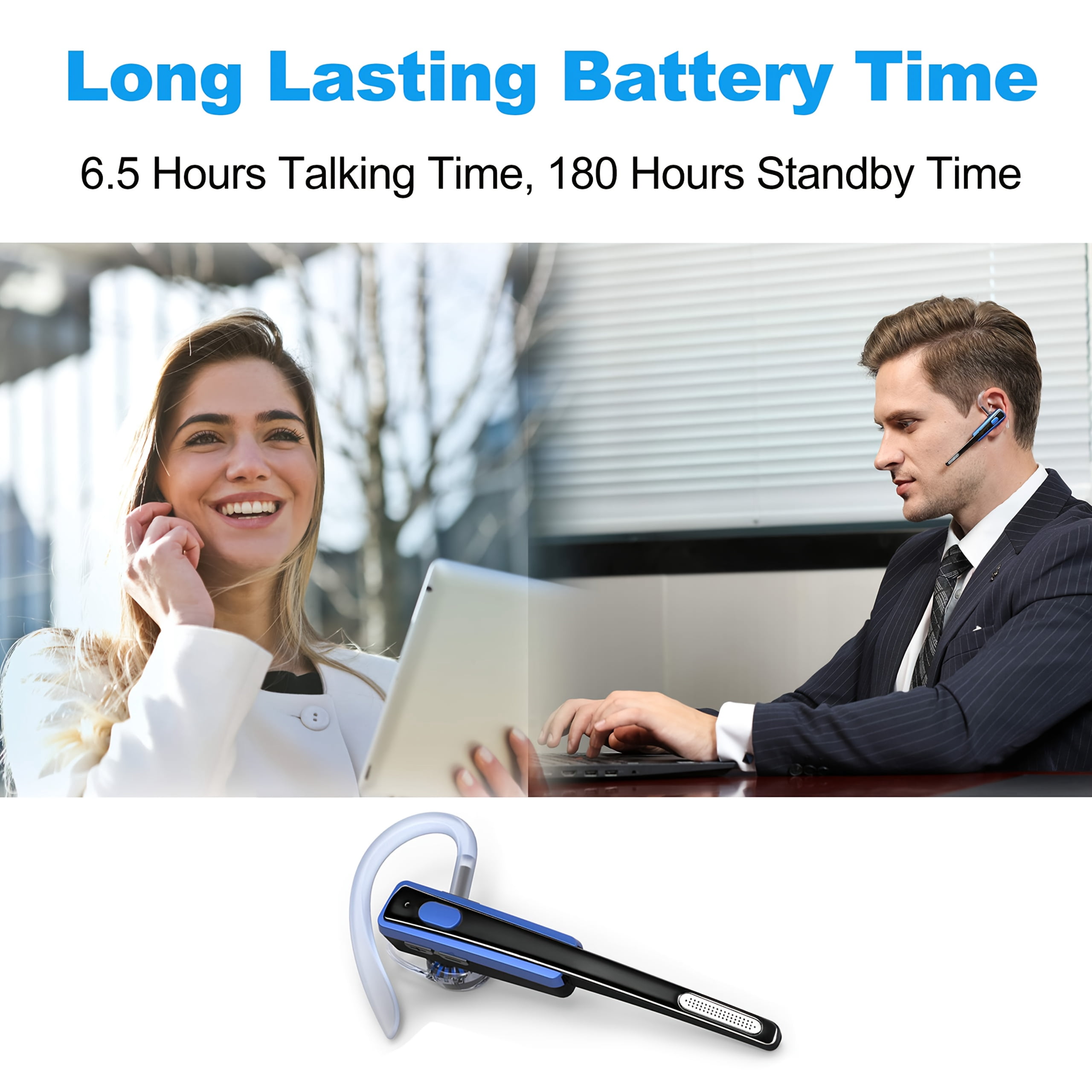 Bluetooth Headset, Wireless Business Earpiece V4.1 Lightweight Noisy Suppression Bluetooth Earphone with Microphone for Phone/Laptop/Car, Suitable for B F And Christmas
