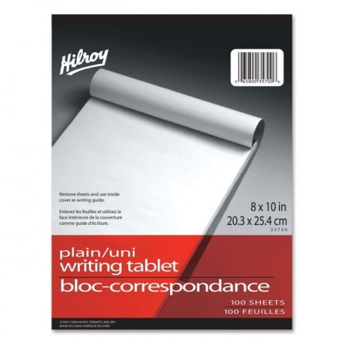 Bloc-notes Hilroy 8x10, Papier Uni, 100 Feuilles, Sans Trous