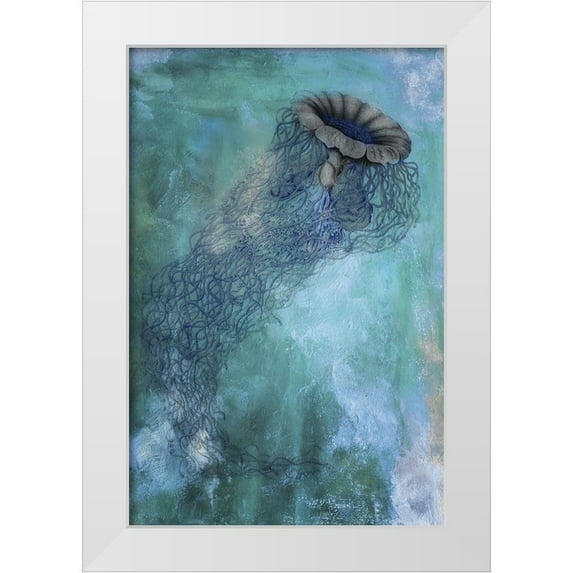 Sommers, Mindy 13x18 White Modern Wood Framed Museum Art Print Titled - Jellyfish