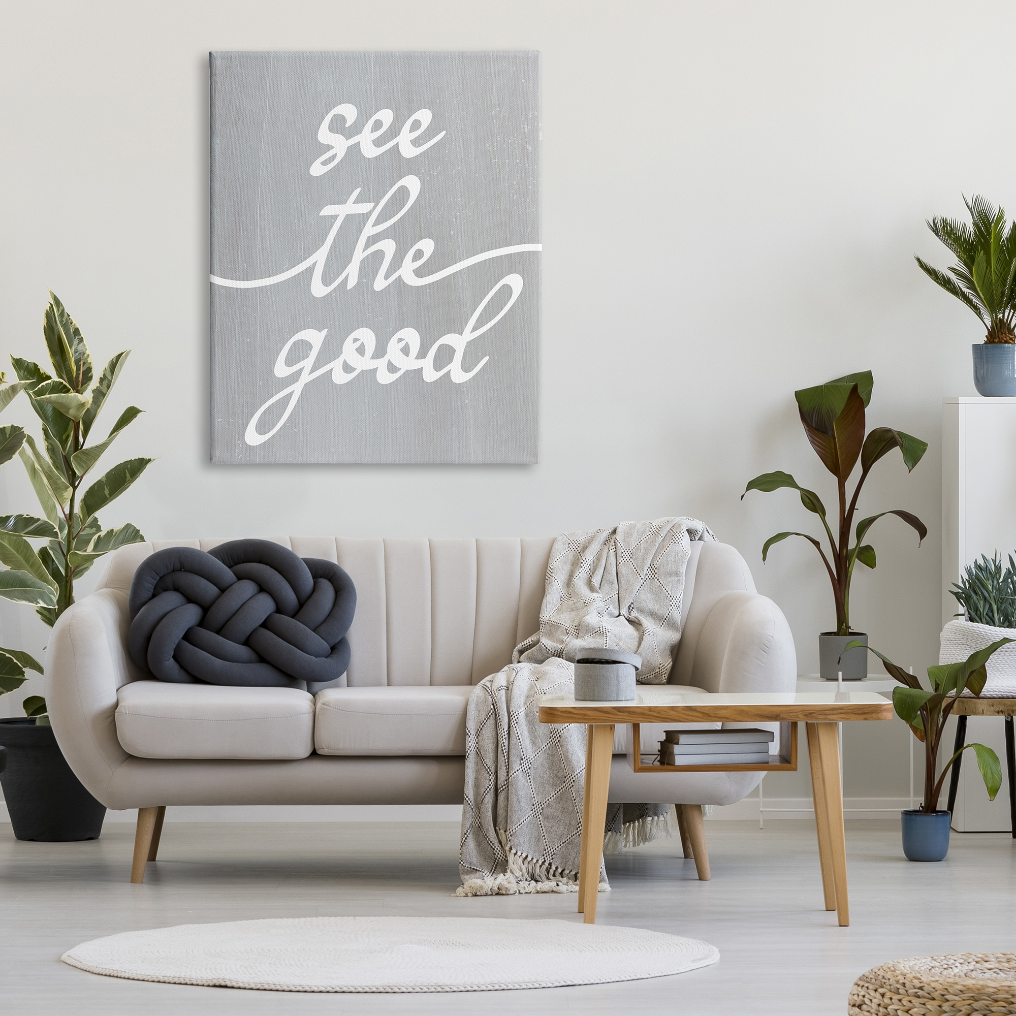 Stupell Industries Grey See The Good Inspirational Painting Gallery Wrapped Canvas Print Wall Art, 36 x 48