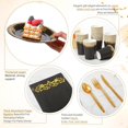 thumbnail image 3 of 350 Pcs Black Plastic Dinnerware Set Disposable Paper Plates for 50 Guests 9in and 7in Dinner Dessert Plates Napkins Gold Rimmed Cups Knives Forks Spoons for Party Wedding(Round Floral), 3 of 14