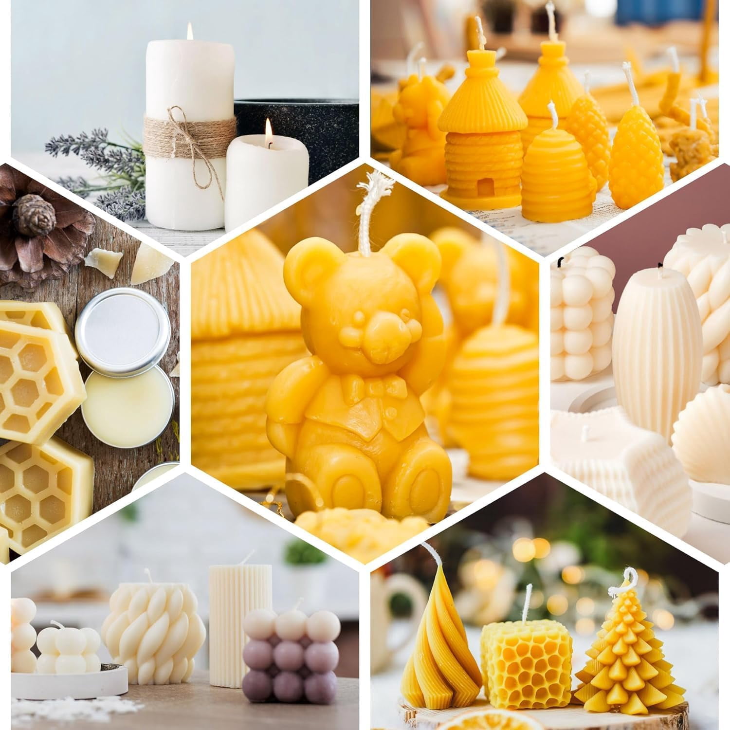 Beeswax Pellets, Candle Wax, Beeswax for Skin, Candle Making Wax, Bees Wax for Homemade Handmade DIY Projects Candles Making (Yellow-2LB)