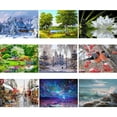 thumbnail image 2 of DIY Partial Painting Kit for Snow Scene Cottage - 30x40cm Canvas with Round Resin s, Includes Packs, Gel, Tray, and Sticky Pen - Unframed Craft Project (Optional Types A-I), 2 of 6
