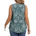 thumbnail image 4 of WellSize Plus Size Tank Tops for Women Henley V Neck Sleeveless Shirts Dressy Floral Blouses Summer Tunic Tops, 4 of 7