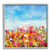 Stupell Industries Bold Summer Blooming Flower Field Under Cloudy Sky, 12 x 12, Design by Jill Martin
