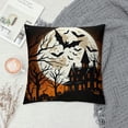 thumbnail image 2 of Orinice  Halloween Throw Pillow Cushion Cover, Gothic Haunted House Bats Western Spooky Night Scene with Pumpkin Drawing Art, Decorative Square Accent Pillow Case,  White, 2 of 5