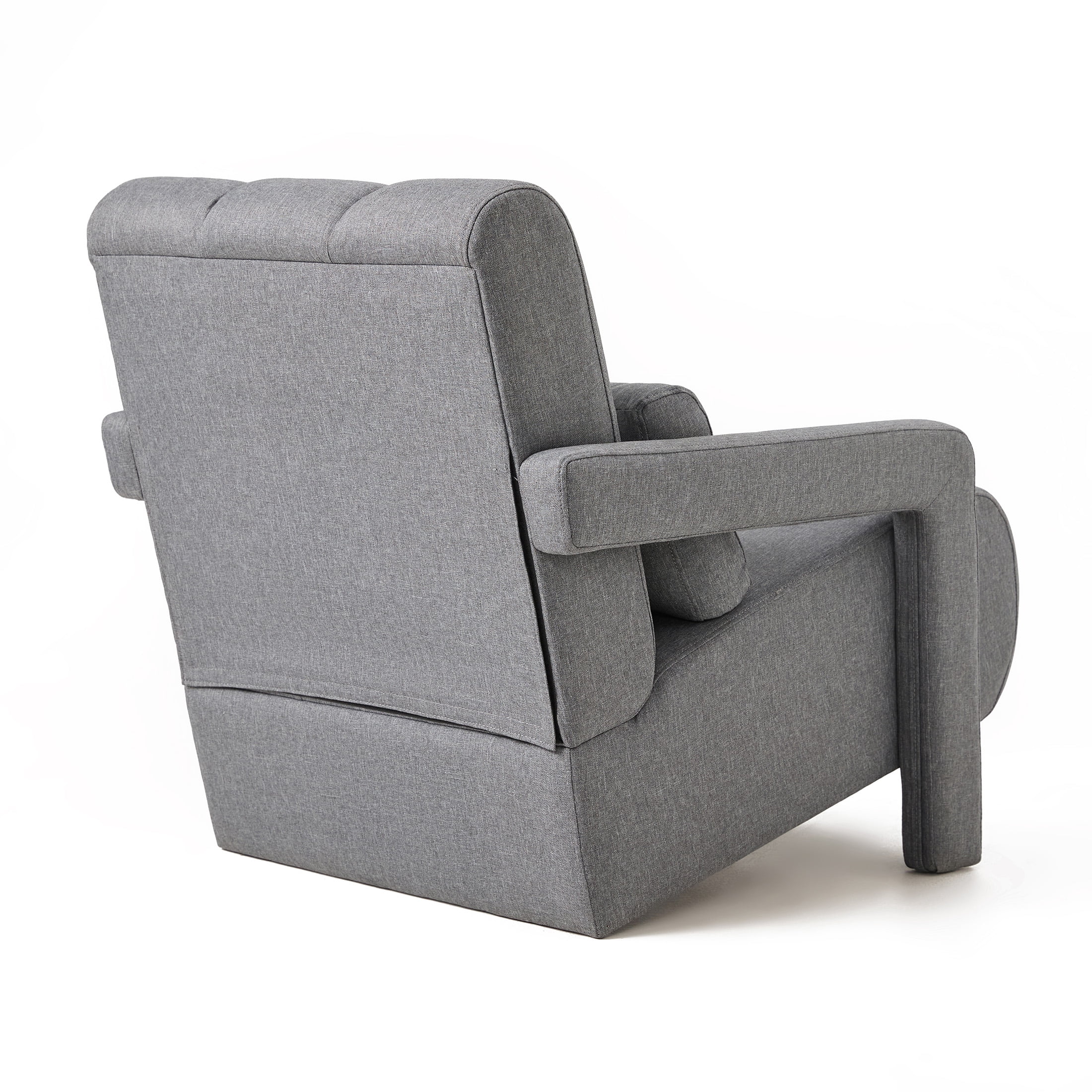 Aukfa Upholstered Accent Chair with Pillow, Mid Century Armchair for Living Room Bedroom, Linen, Gray