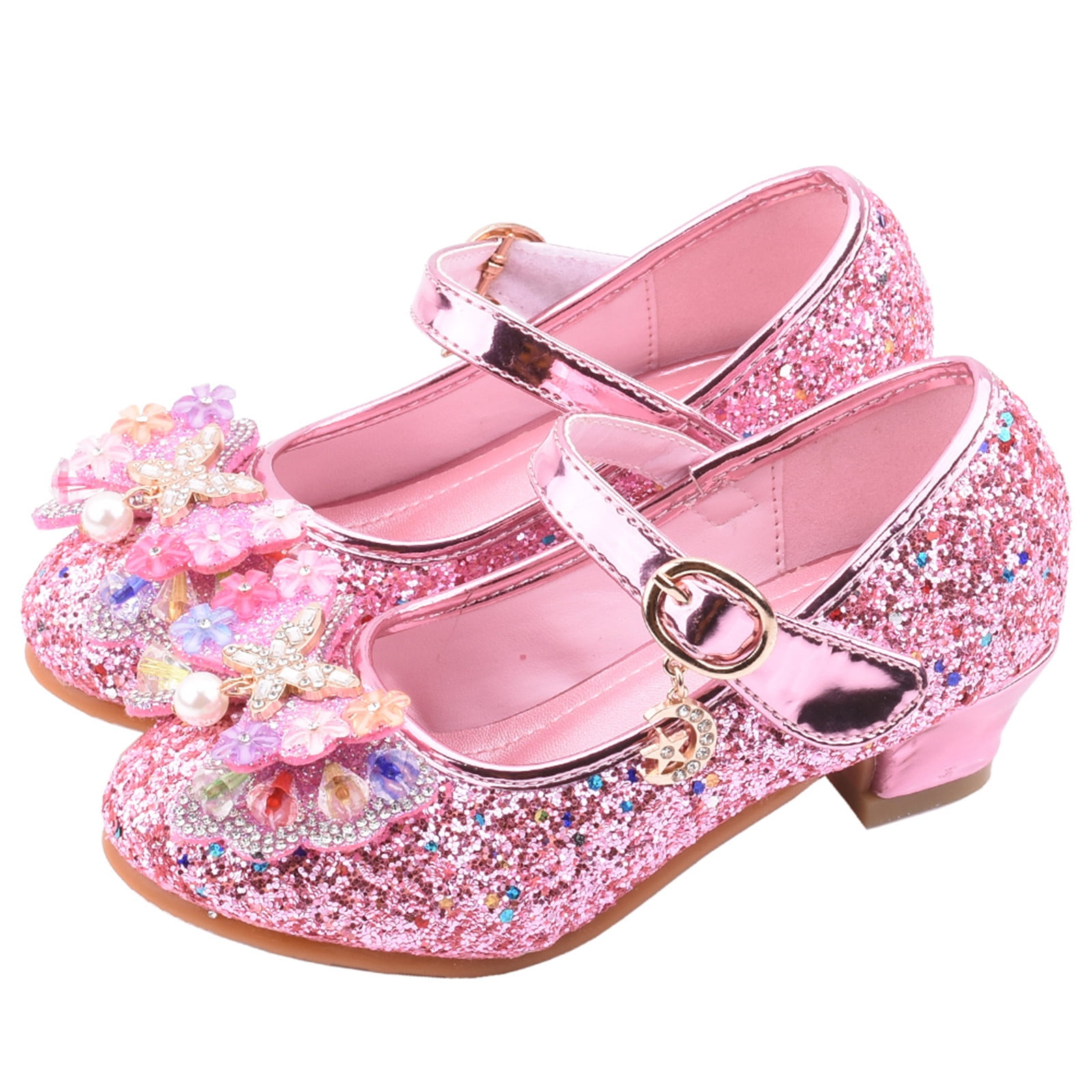 Children Kids Baby Girls Bowknot Crystal Bling Single Princess Dance Casual Shoe 