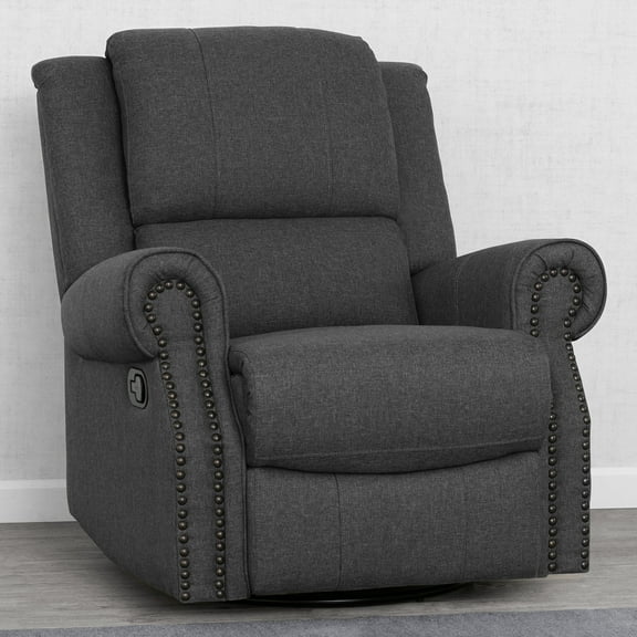 Delta Children Drake Nursery Glider Swivel Recliner, Charcoal