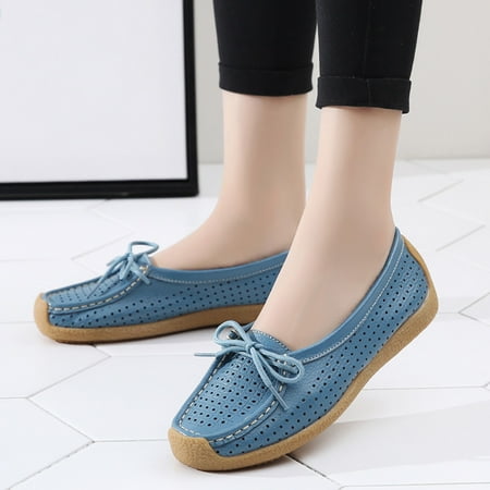 

HIBRO Women Ladies Bowknot Comfort Hollow Out Big Size Casual Boat Shoes Sneakers