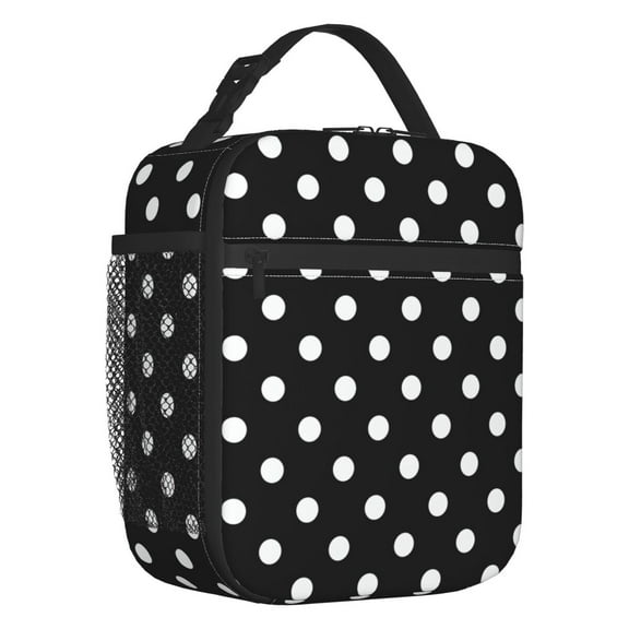 Black And Red Polka Dot Thermal Insulated Lunch Bags Resuable Lunch Container for School Office Outdoor Multifunction Food Box