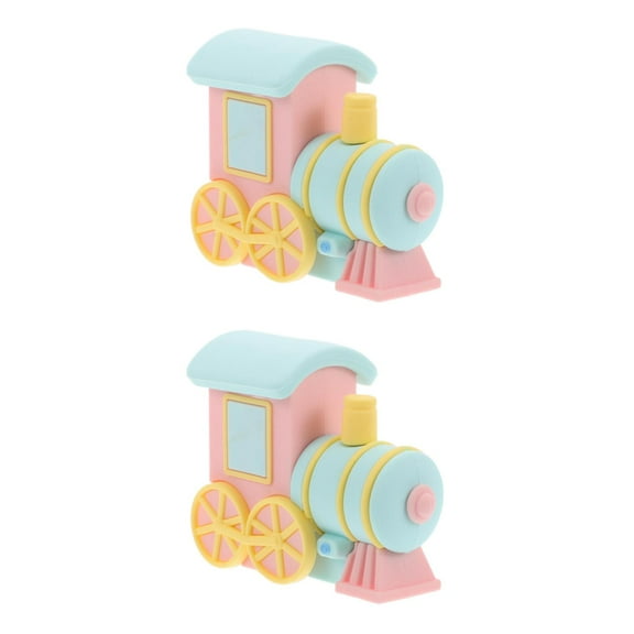 WORGEOUS 2pcs Birthday Cake Topper Kids Toy Macaron Train Model Birthday Party Decoration Supplies For Boy Girls