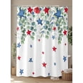 thumbnail image 4 of Patriotic 4th of July Shower Curtain, Red Blue Stars Eucalyptus Leaf Bathroom Decor Curtains Set with Hooks, White Waterproof Fabric Home Accessories， 72X 96 Inch Extra Long, 4 of 6