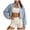 yue866-Blue, variant on Women's Full Zip Fleece Short Jacket Warm Winter Long Sleeve Stand Collar Sherpa Crop Coat Coffee M