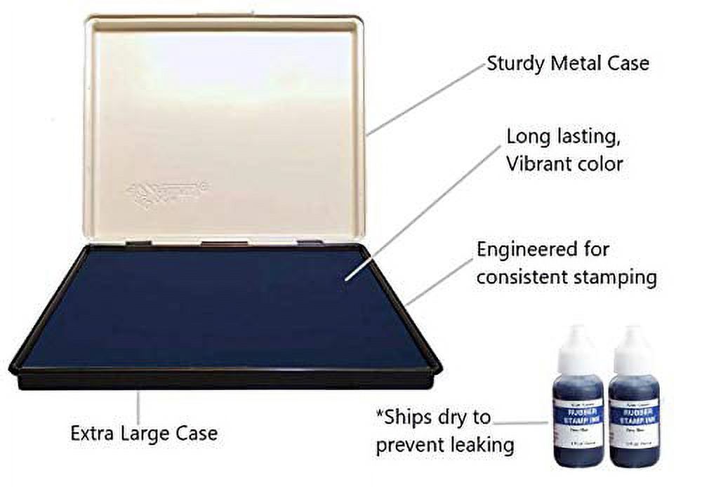 Infusion 7" x 8" Extra Large Industrial Stamp Ink Pad, Your Go to Large Stamp Ink Pad for Bright Color, Even Coverage and Durability, Navy Blue Stamp Pad