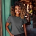 thumbnail image 3 of Dalix Lil Coffee Embroidered Lightweight Jersey Tee Summer Cute Food Womens in Asphalt L Large, 3 of 5