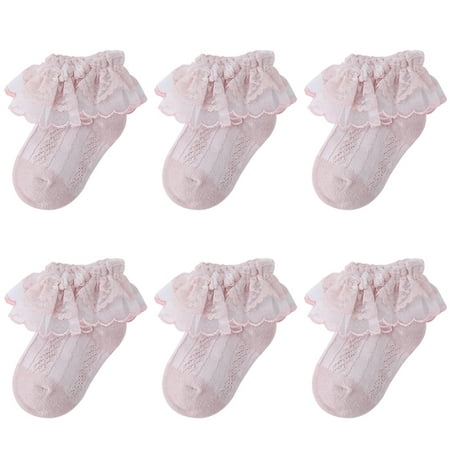 

6Pairs Baby Girls Socks With Big Bows Breathable Newborn Girl Short Socks Hollow Out Toddlers Cotton Princess Kids Sock For 1-12years[Pink XXL(8-12Years)]