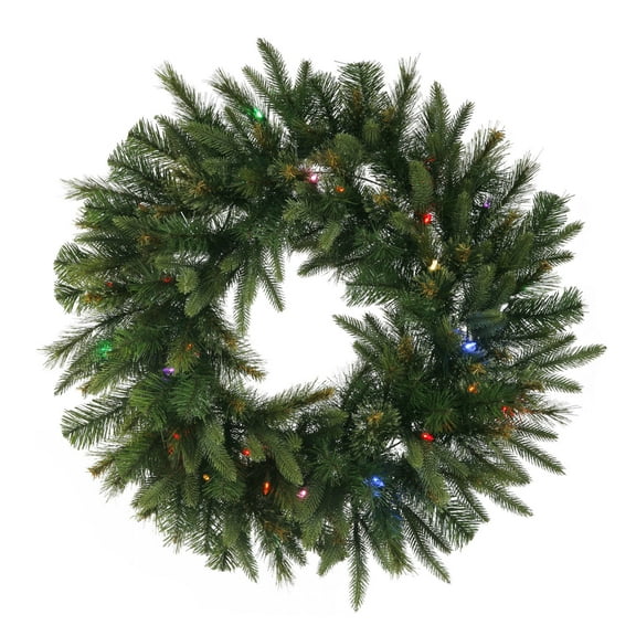Vickerman 30" Cashmere Artificial Christmas Wreath, Multi-Colored Dura-lit LED Lights